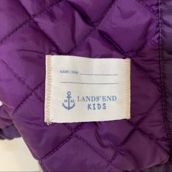 {Lands’ End} Girls Winter Fleece Lined Down Alt Coat/Parka Purple size Medium - Picture 6 of 16